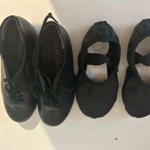 Capezio tic tap toe shoe toddler size 11 and size 11 black ballet shoe